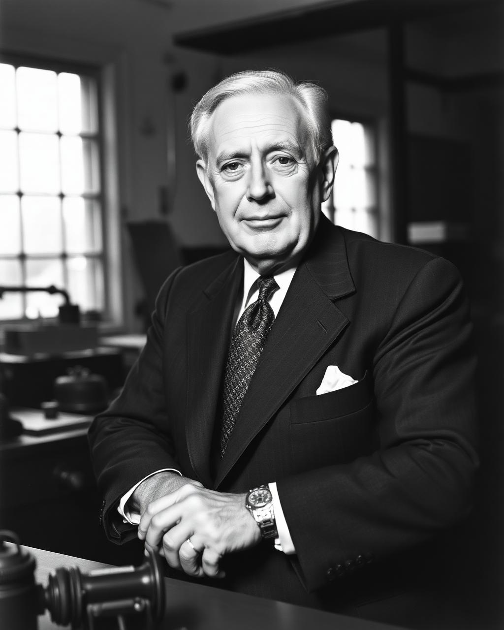 Retrato em preto e branco de fundador, arquivo histórico